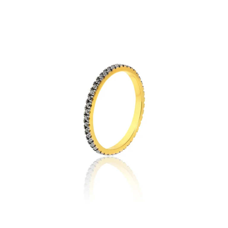 Black Diamond Eternity Band 18K Yellow Gold Dubai