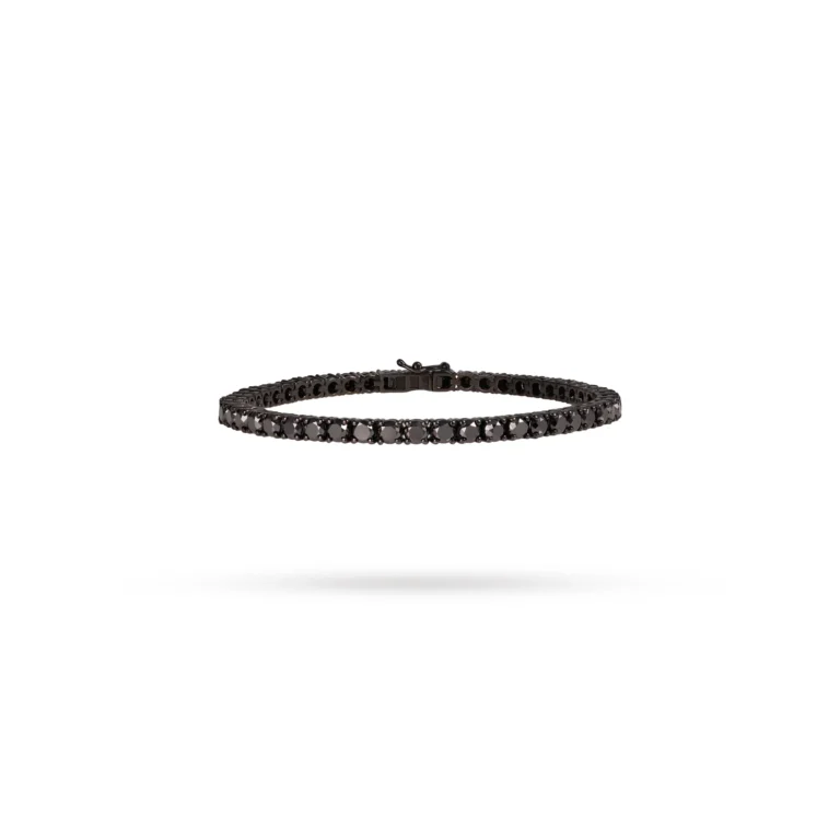 Black Diamond Tennis Bracelet Black Rhodium 18K Gold Dubai