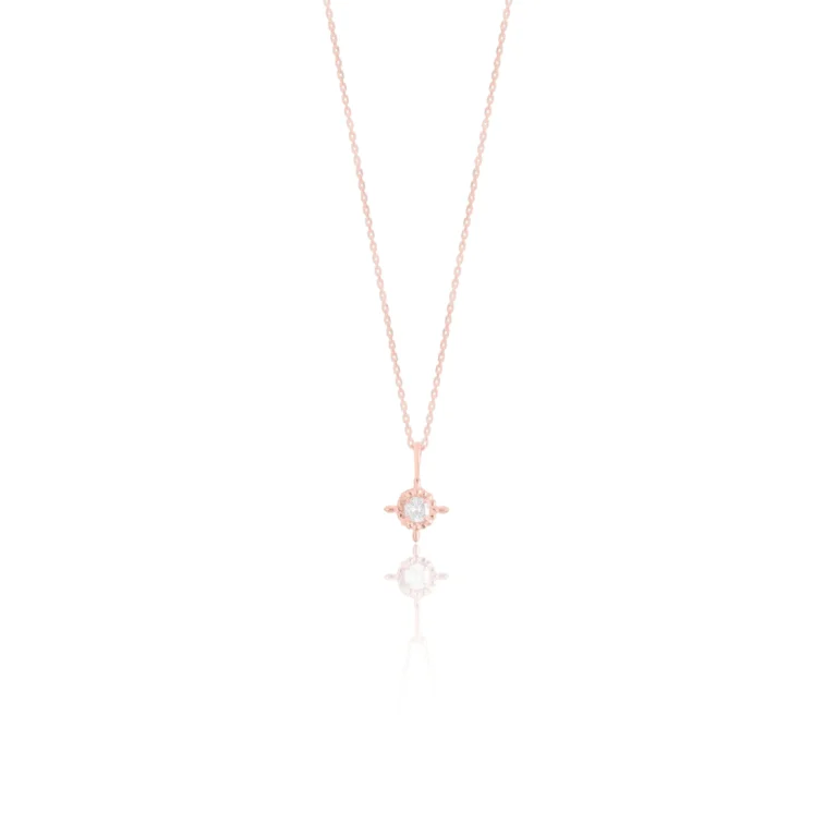Diamond Anchor Necklace 18K Yellow Gold Dubai