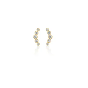Diamond Bezel Crawler Flatback Earring 18K Yellow Gold Dubai