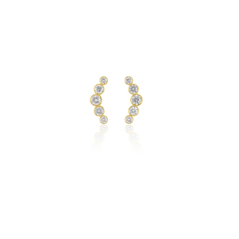 Diamond Bezel Crawler Flatback Earring 18K Yellow Gold Dubai