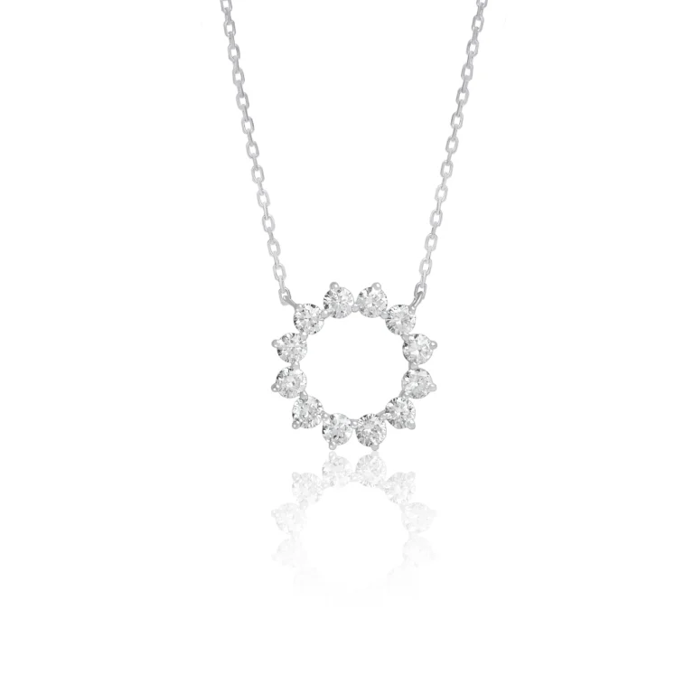 Diamond Circle Pendant 18K White Gold Dubai