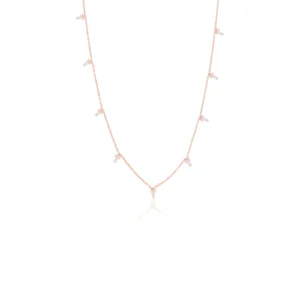 Diamond Cross Station Necklace 18K Rose Gold Dubai