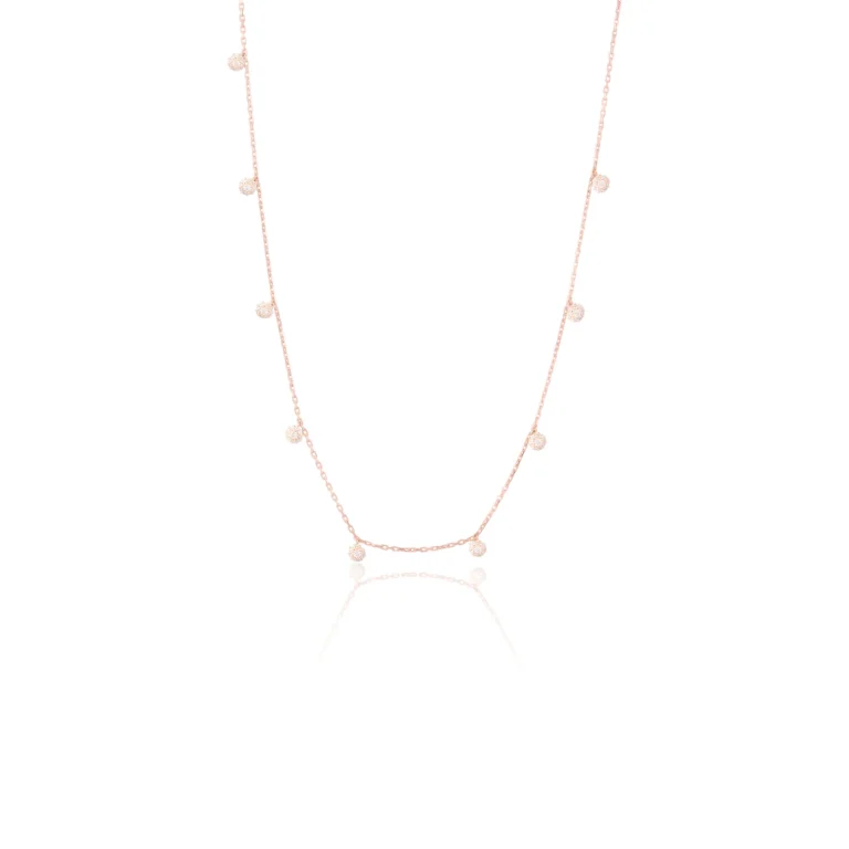 Diamond Disc Station Necklace 18K Rose Gold Dubai
