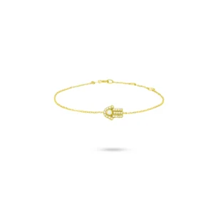 Diamond Hamsa Hand Bracelet 18K Yellow Gold Dubai