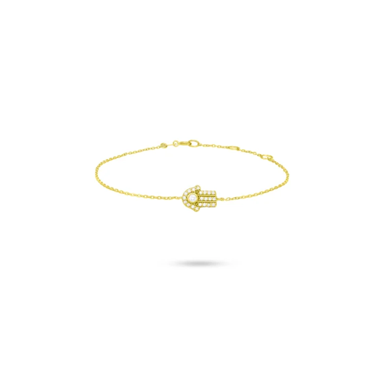 Diamond Hamsa Hand Bracelet 18K Yellow Gold Dubai