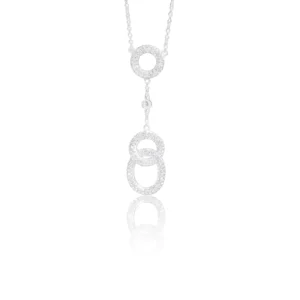 Diamond Interlocking Circles Lariat Necklace 18K White Gold Dubai