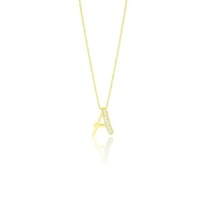 Diamond Letter A Pendant Bold 18K Yellow Gold Dubai