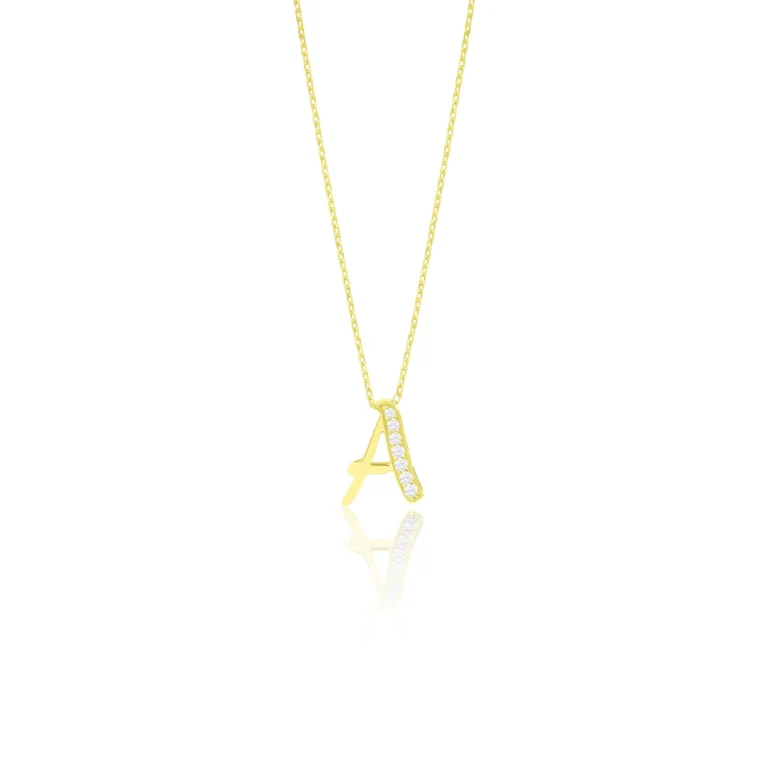 Diamond Letter A Pendant Bold 18K Yellow Gold Dubai