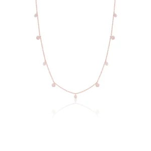Diamond Pear Drop Station Necklace 18K Rose Gold Dubai