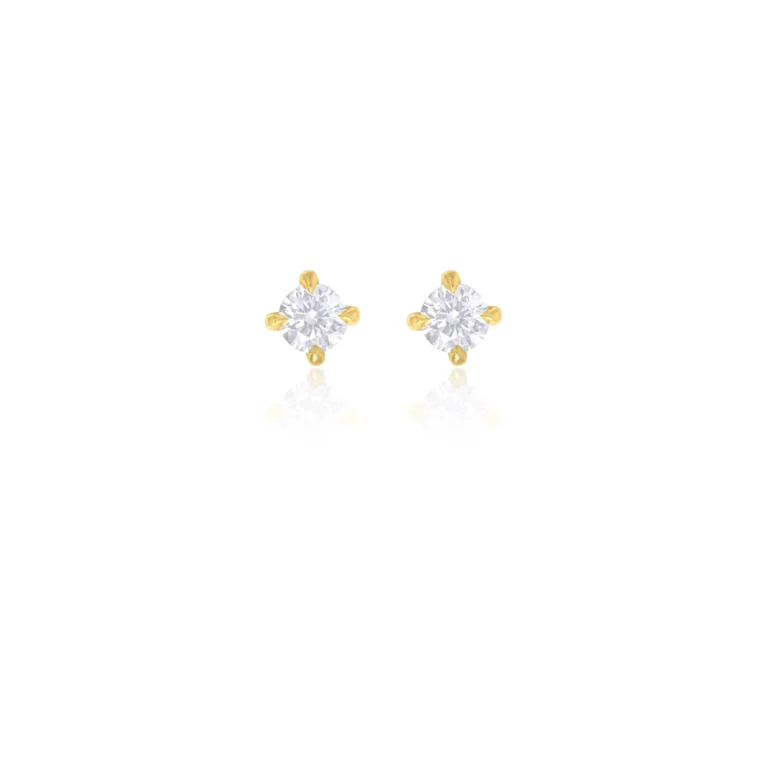 Diamond Solitaire Flatback Labret Earring 18K Yellow Gold Dubai