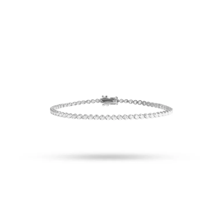 Diamond Tiger Prong Tennis Bracelet 18K White Gold Dubai