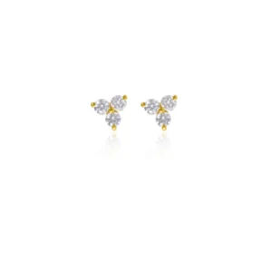 Diamond Trefoil Cluster Flatback Earring 18K White Gold Dubai