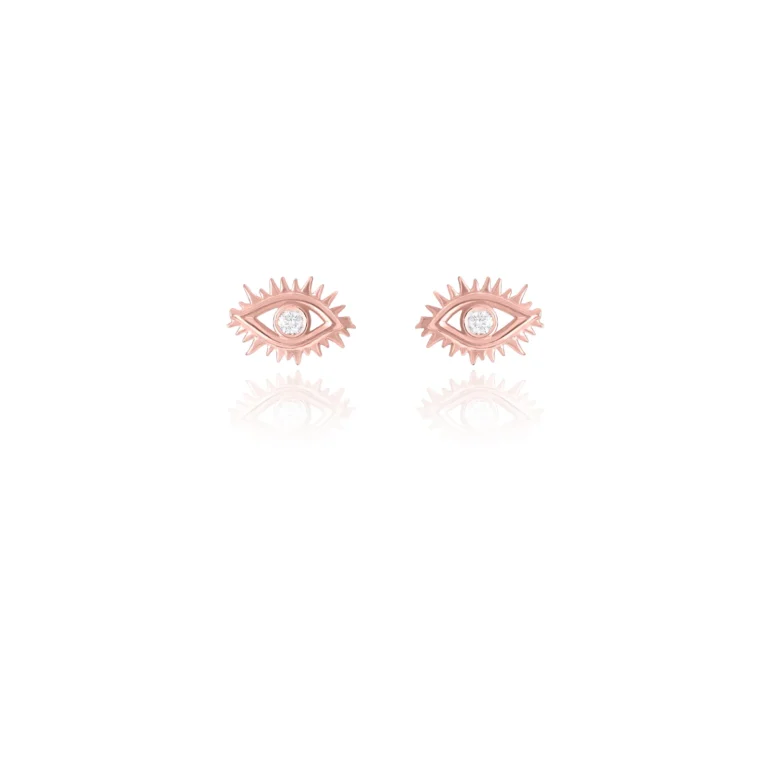 Evil Eye Diamond Flatback Earring 18K Rose Gold Dubai