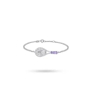 Initial Tennis Racket Charm Bracelet Diamond Silver Dubai