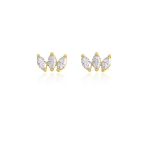Marquise Diamond Butterfly Stud Earring 18K Yellow Gold Dubai