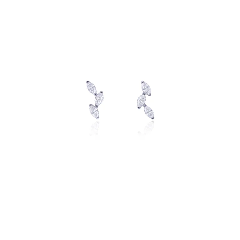 Marquise Diamond Crawler Flatback Earring 18K White Gold Dubai