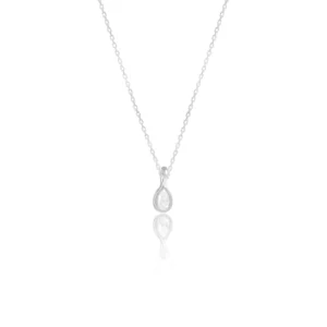 Pear Diamond Solitaire Pendant Bezel Set 18K White Gold Dubai
