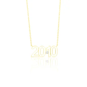 Personalised Date Necklace with Diamond 18K Yellow Gold Dubai