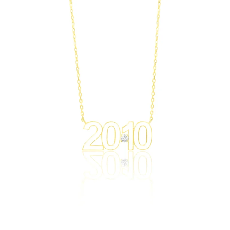 Personalised Date Necklace with Diamond 18K Yellow Gold Dubai