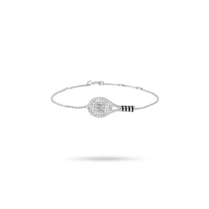 Personalised Initial Tennis Racket Bracelet Diamond 18K White Gold Dubai