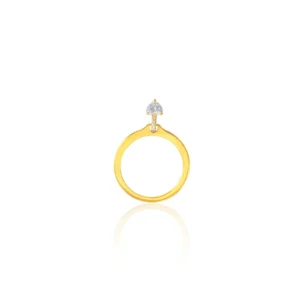 Raised Pear Diamond Solitaire Ring 18K Yellow Gold Dubai