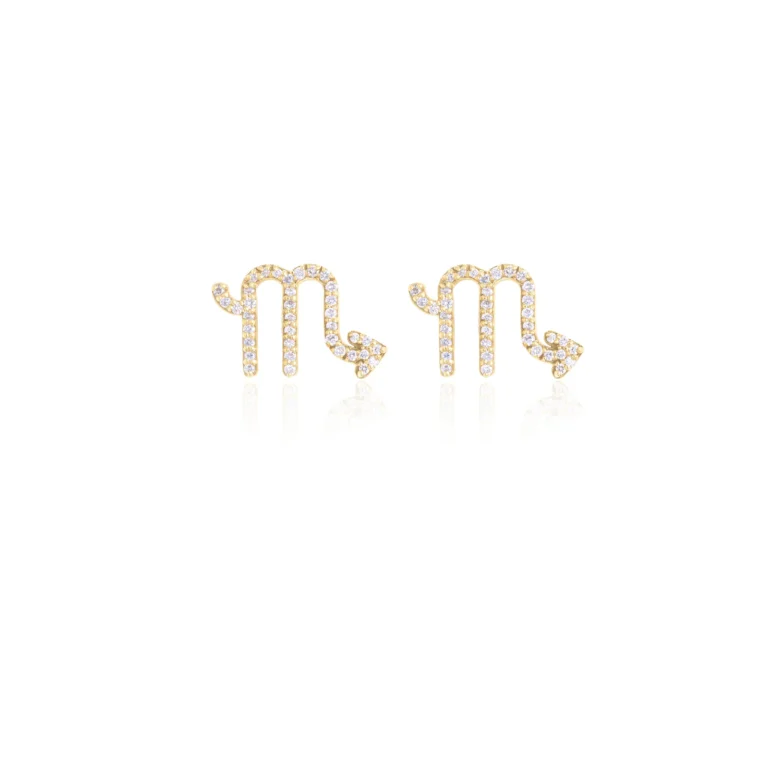 Scorpio Zodiac Diamond Flatback Earring 18K Yellow Gold Dubai