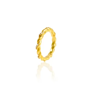 Twisted Rope Diamond Band 18K Yellow Gold Dubai