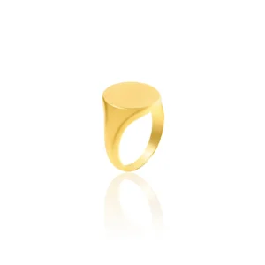 Vertical Oval Signet Ring 18K Yellow Gold Dubai
