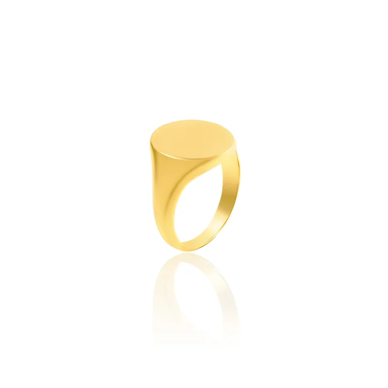 Vertical Oval Signet Ring 18K Yellow Gold Dubai